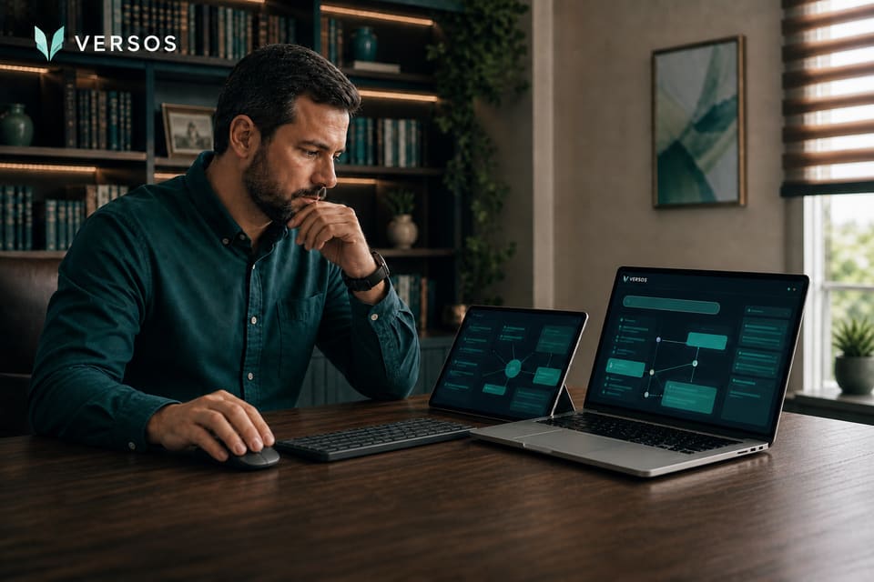 Pastor investigando digitalmente en VERSOS