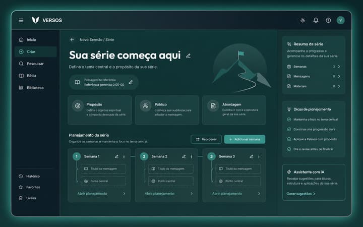 Mockup de VERSOS para planificar sermones y series